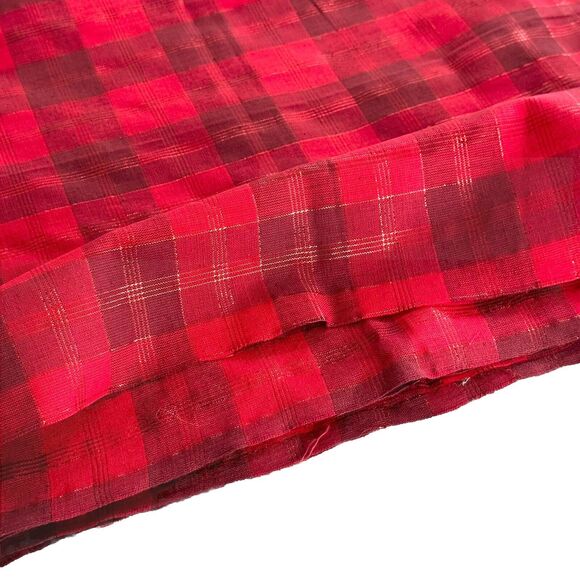 Homespun Tartan Plaid Fabric Red Plaid Cotton Lurex Plaid Large Remnant - Picture 4 of 4